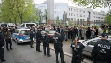 Berlin’de Filistin Kongresi’nin yasaklanmasına karşı protestolar