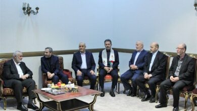 Filistin direniş gruplarının liderlerinin Ali Bagheri ile görüşmesi